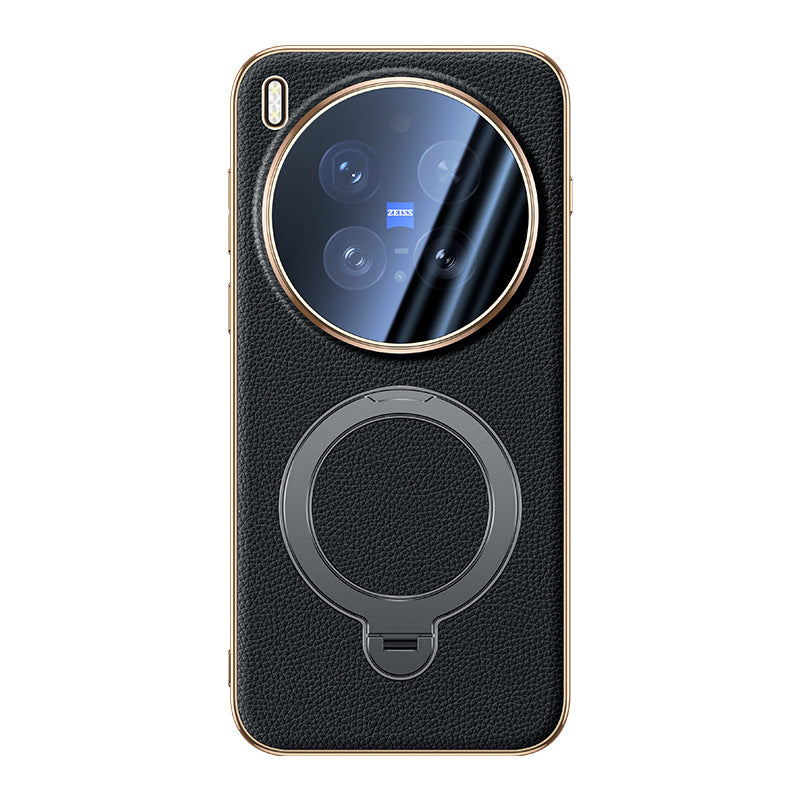 Rotating Ring Leather Case with MagSafe