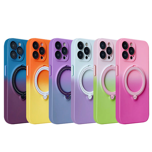 iPhone MagSafe Series | Gradient Rotating Stand Frosted Mobile Phone Case