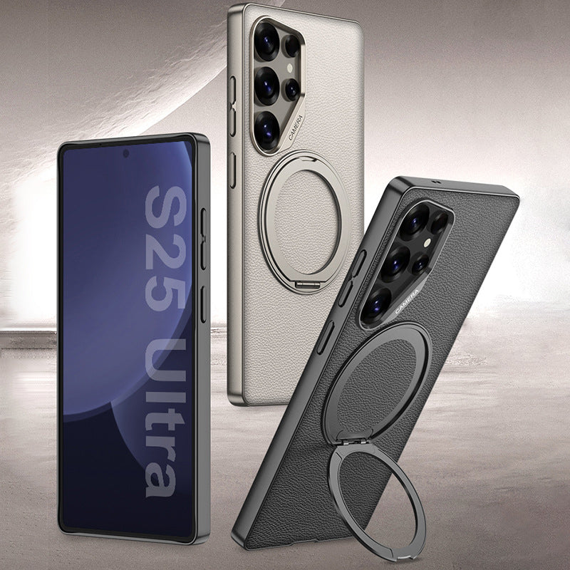 Rotating Ring Leather Case with MagSafe