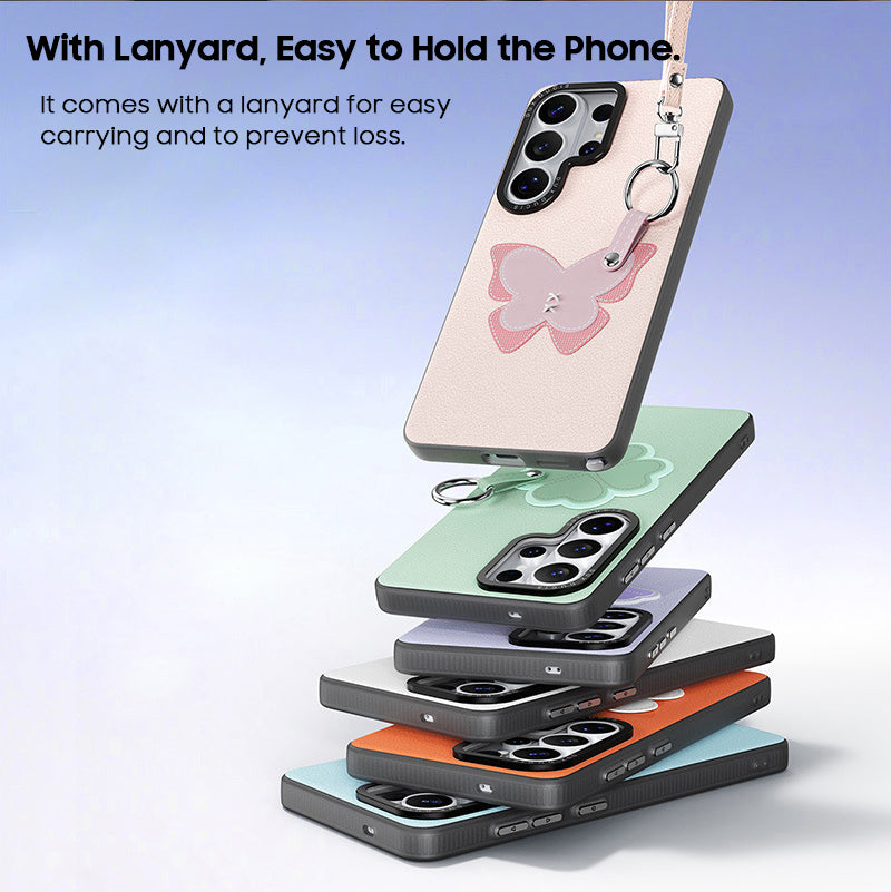 Small Fresh Leather Case with Lanyard