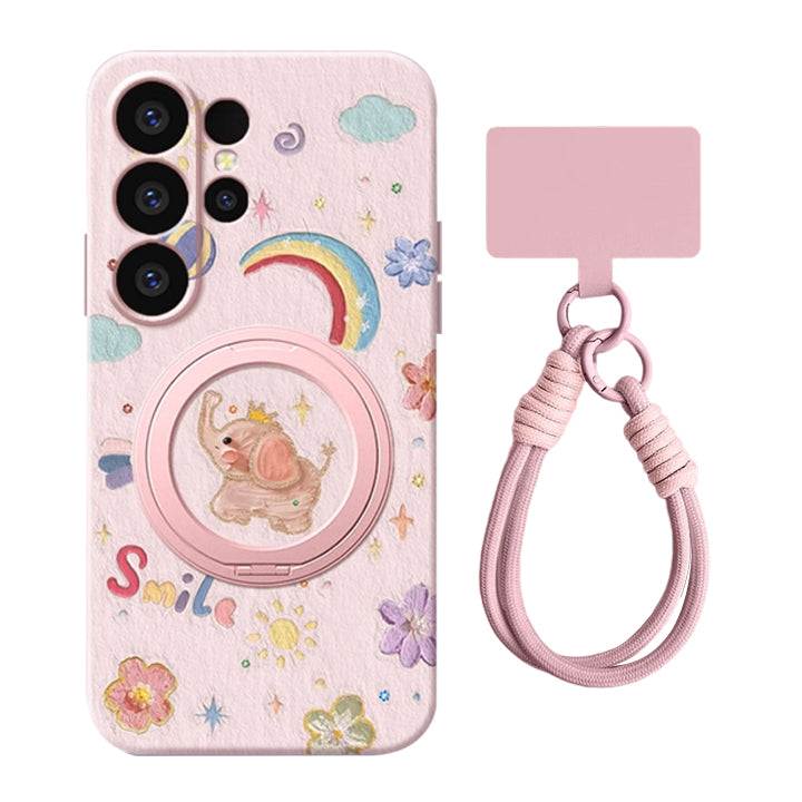Baby Elephant Liquid Silicone Lanyard Case with Bracket