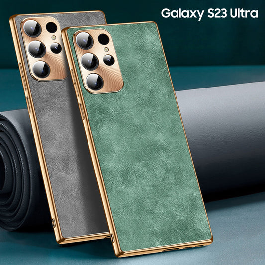 Samsung Series | High-End Luxury Metal Lens Leather Phone Case