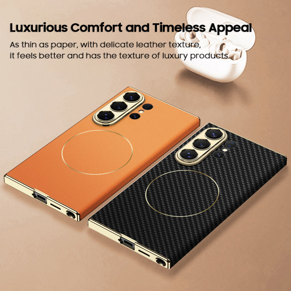 Luxury Electroplated Leather Case with MagSafe