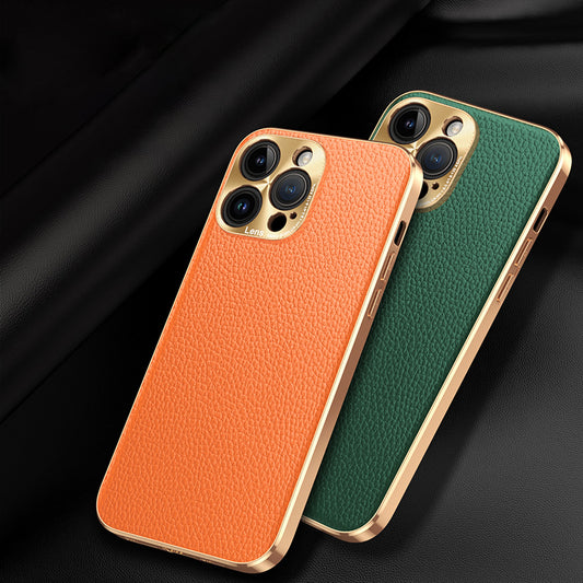 iPhone Series | Leather Electroplated Mobile Phone Case