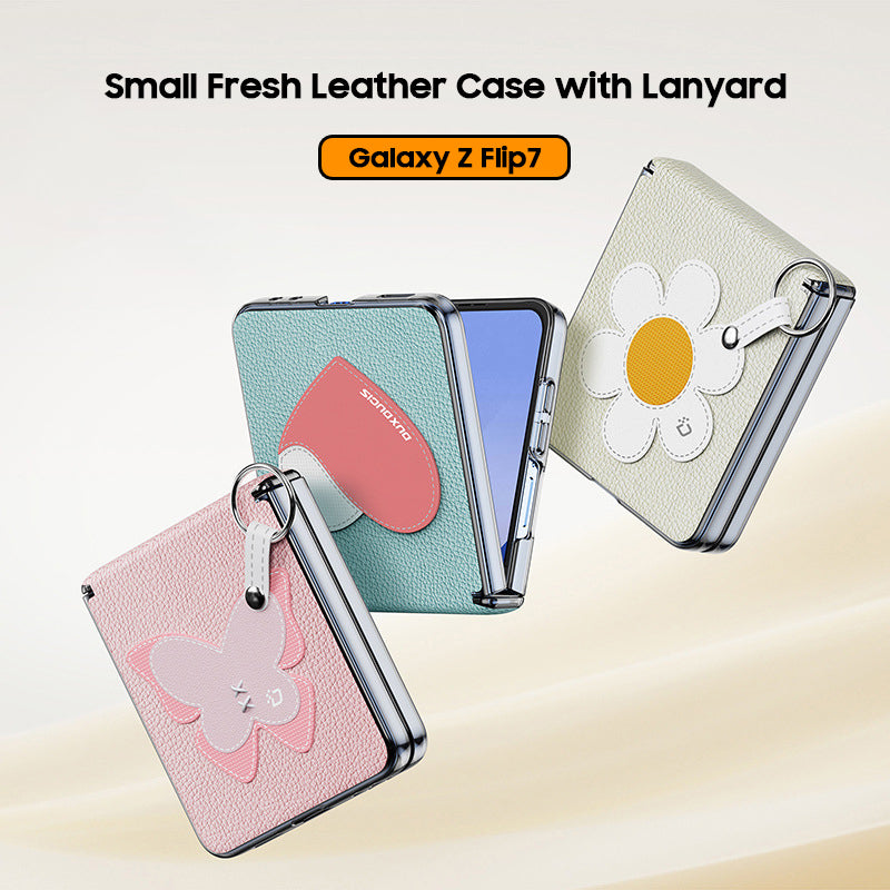 Small Fresh Leather Case with Lanyard