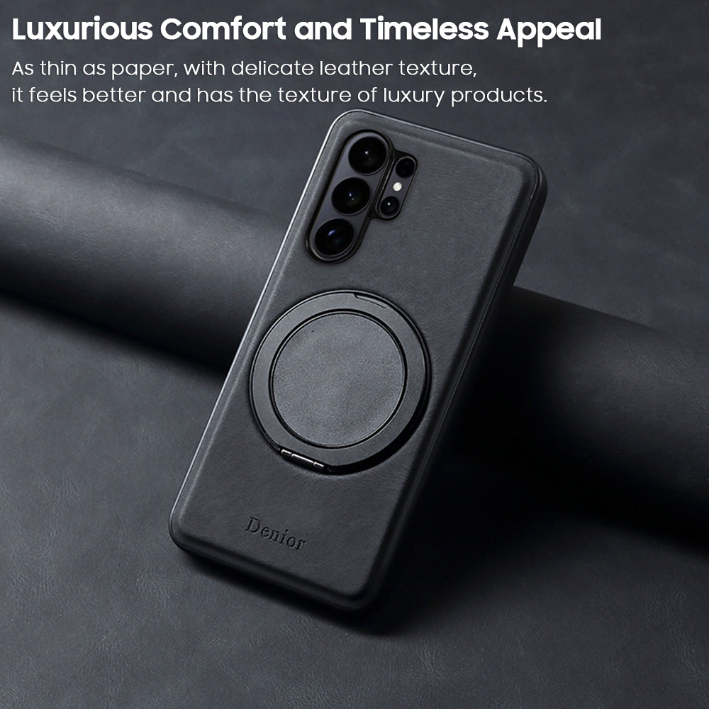 Rotating Ring Leather Case with MagSafe