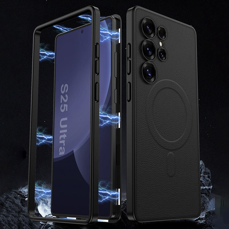 Skin-Feeling Magnetic Frame Leather Case with MagSafe