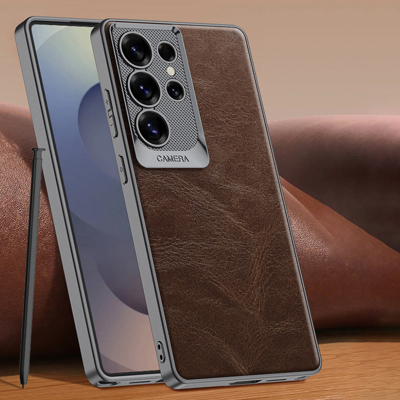 Metal Lens Ring Leather Case