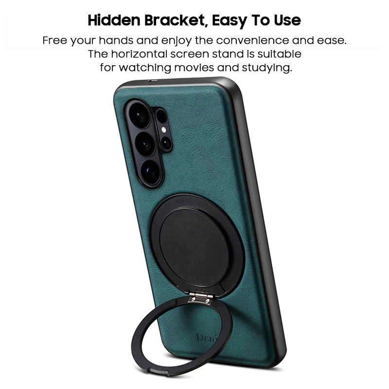 Rotating Ring Leather Case with MagSafe