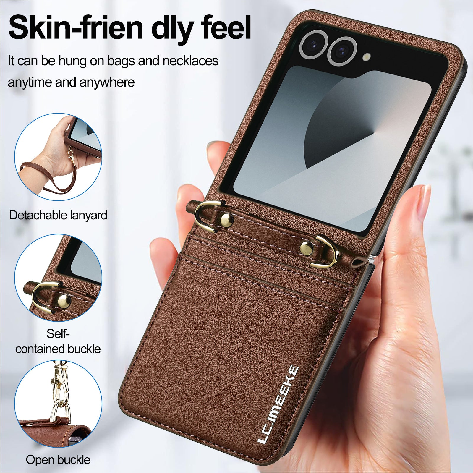 Fashionable Crossbody Card Cell Leather Case