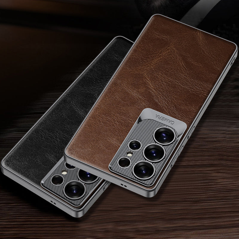 Metal Lens Ring Leather Case