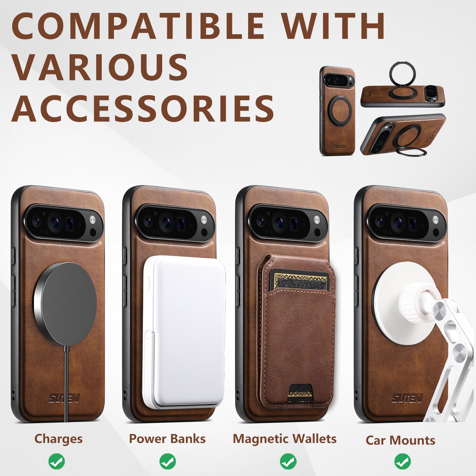 360° Rotating kickstand Leather Case with MagSafe