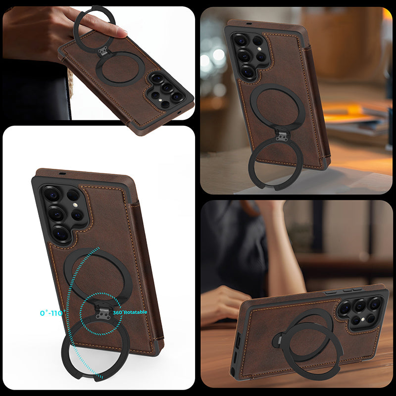 Rotating kickstand Leather Case with MagSafe