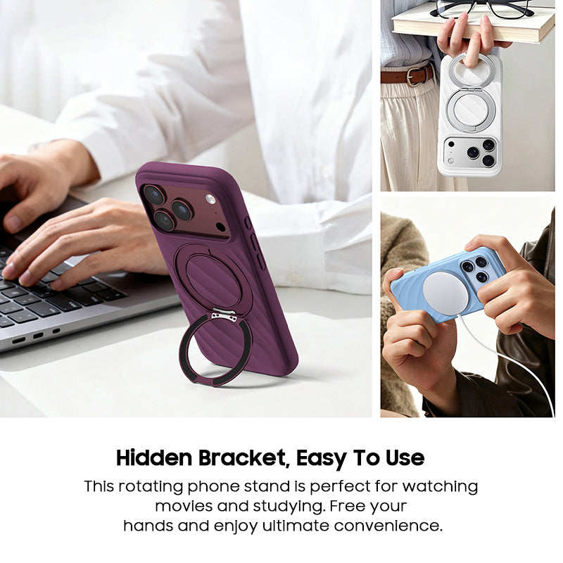 Ripple Texture Magsafe Case with Ring Kickstand
