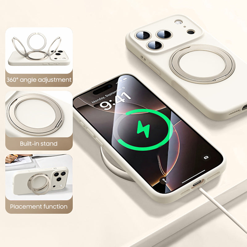 Rotating Bracket Liquid Silicone Case with MagSafe