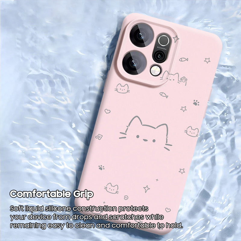 Cartoon Kitten Liquid Silicone Lanyard Case with MagSafe