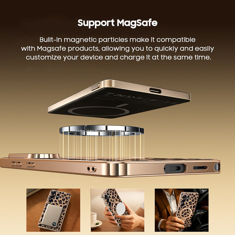 Leopard Print Electroplated Case with MagSafe