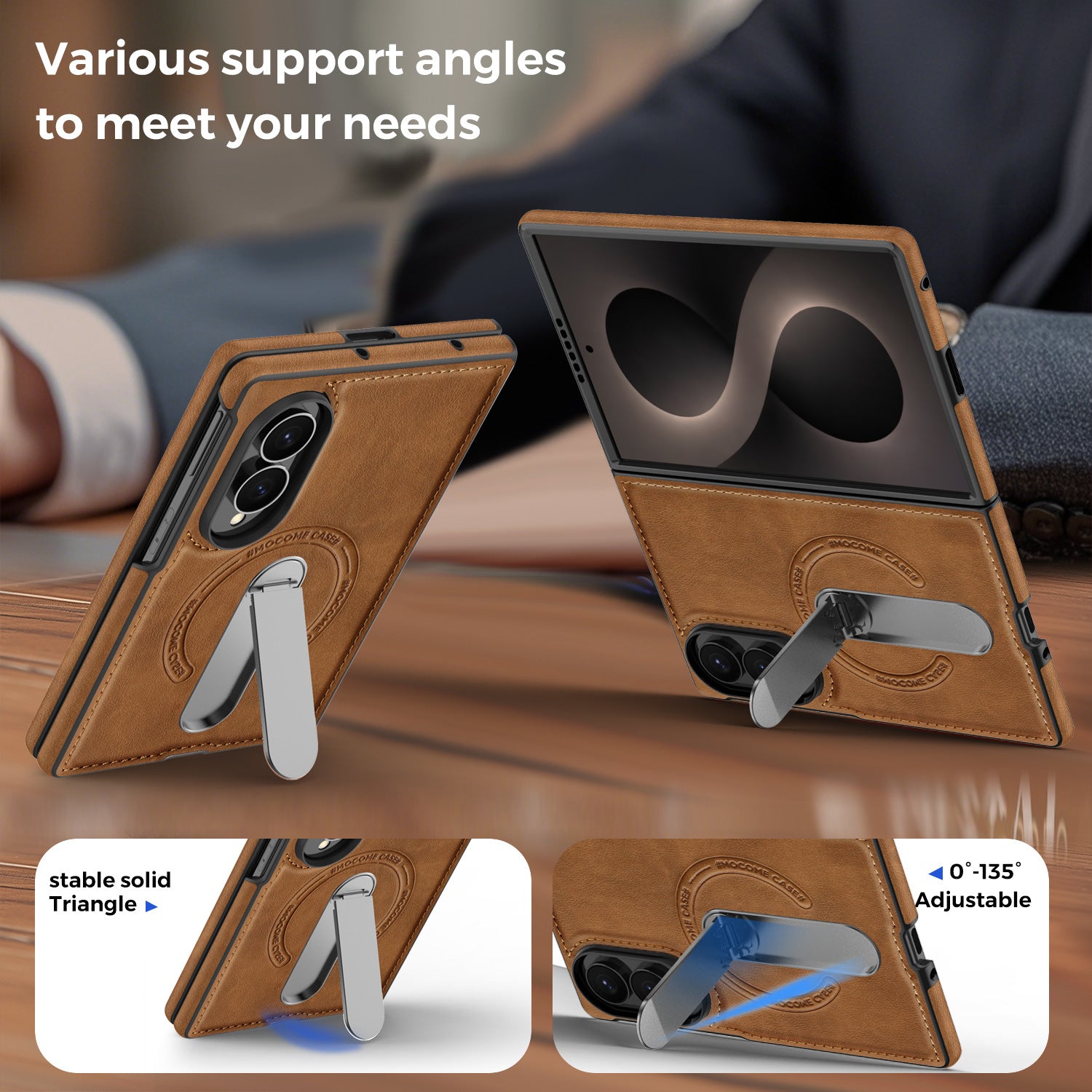 Folding Stand Business Leather Case