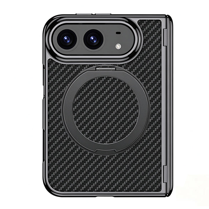 Built-in Magnetic Rotating Ring Kickstand Leather Case