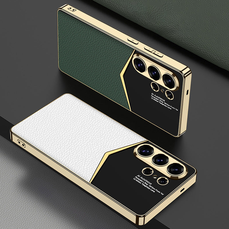 Fashionable Electroplated Stitching Leather Case