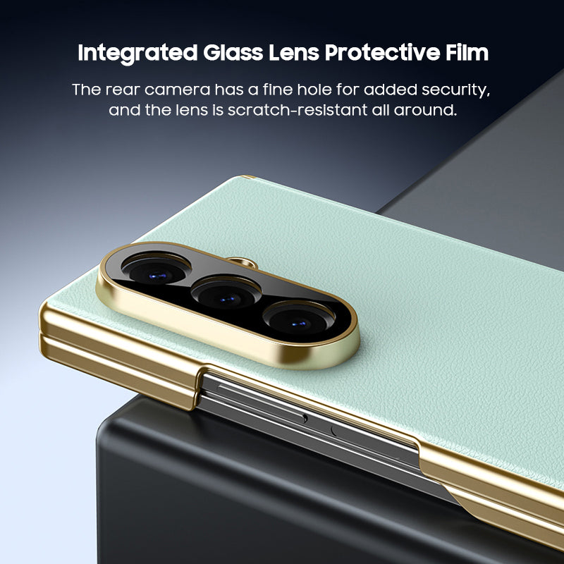 Full-Coverage Hinged Protective Electroplated Leather Case