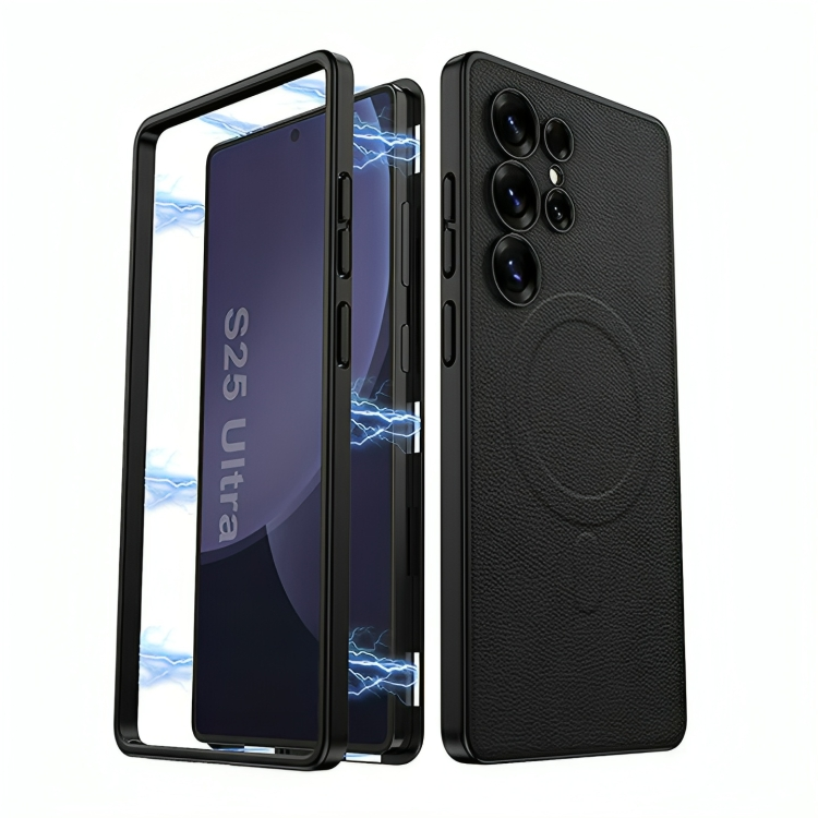 Skin-Feeling Magnetic Frame Leather Case with MagSafe