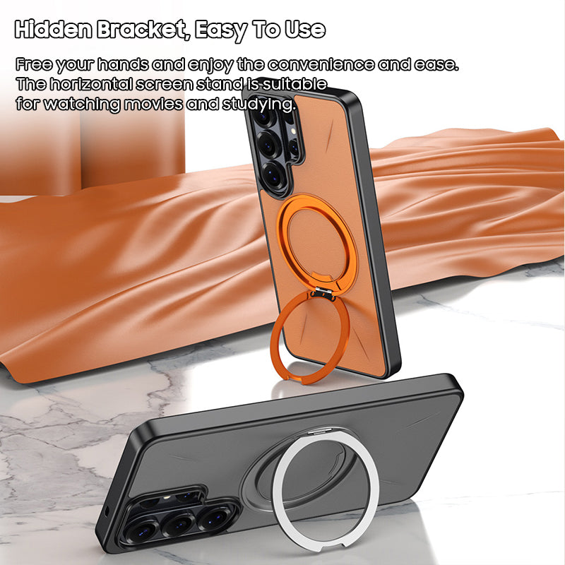 Rotating Ring Leather Case with MagSafe