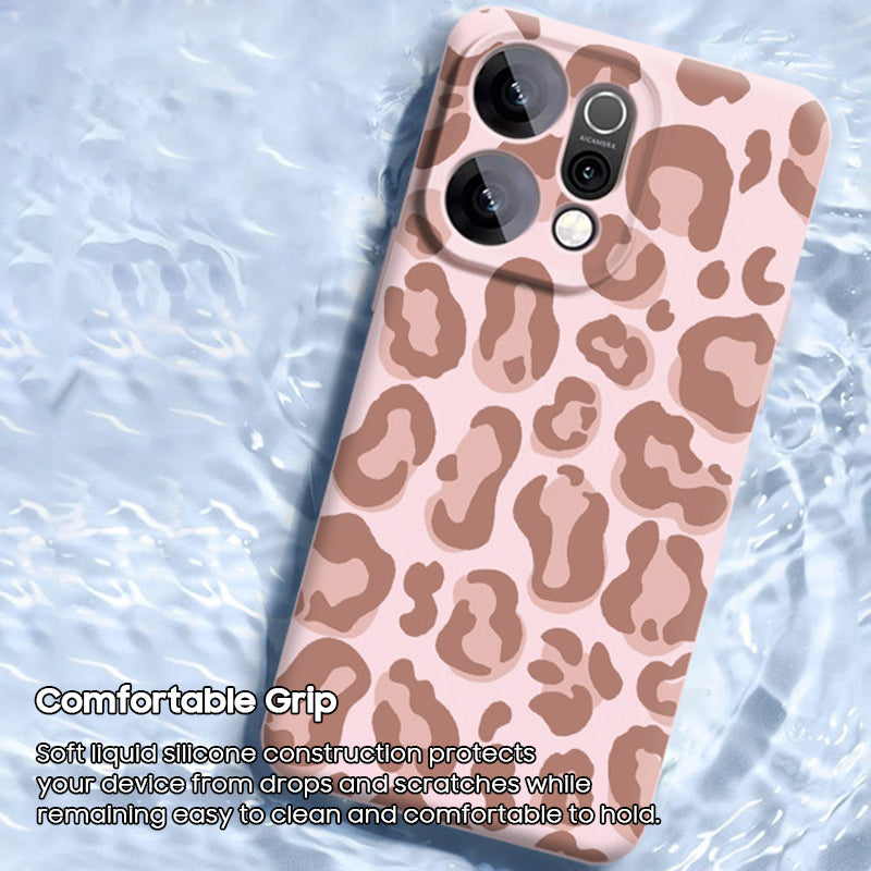 Leopard Print Liquid Silicone Lanyard Case with MagSafe