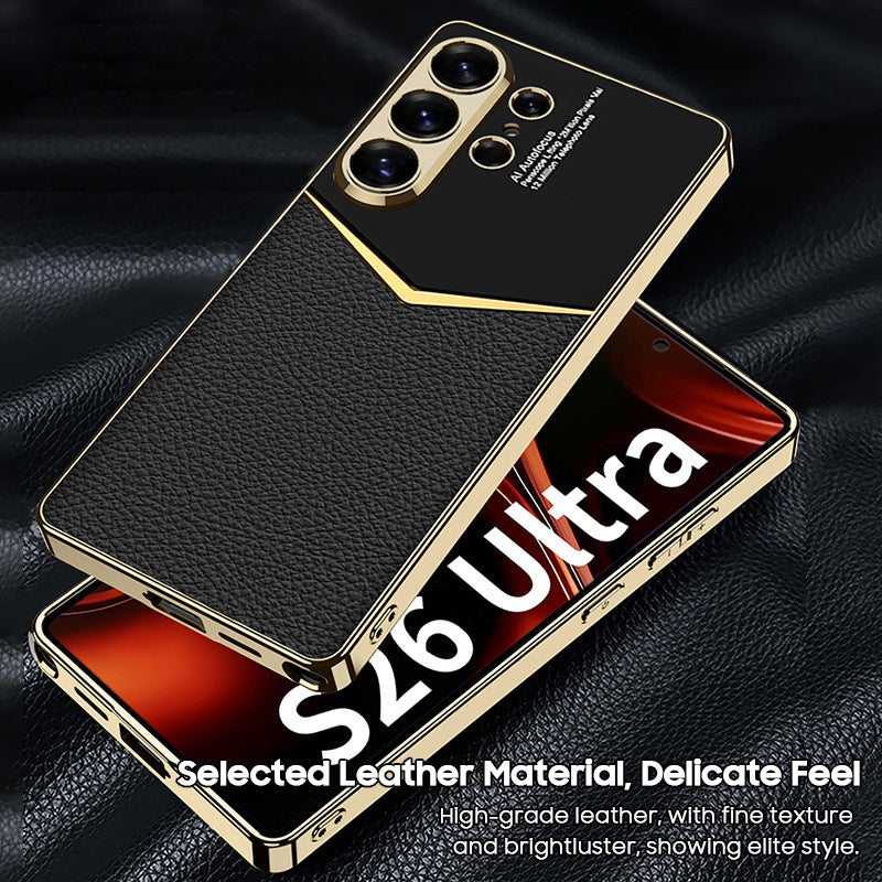 Fashionable Electroplated Stitching Leather Case