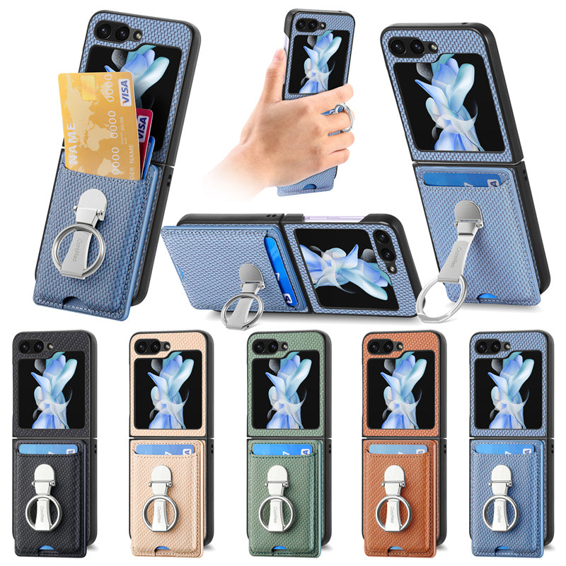 Carbon Fiber Leather Case with Ring Holder