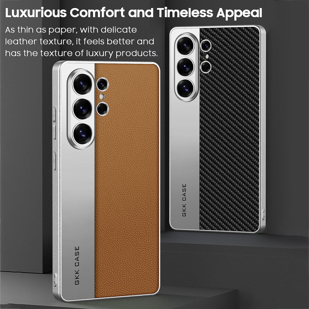 Cool Electroplated Leather Spliced Case