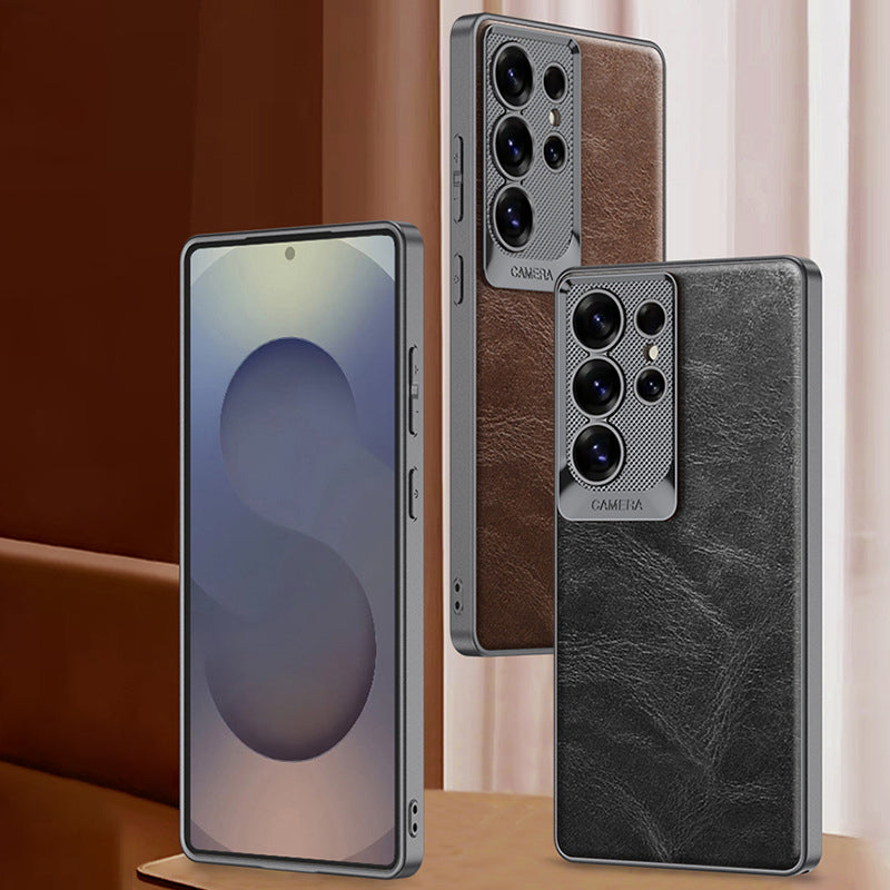 Metal Lens Ring Leather Case