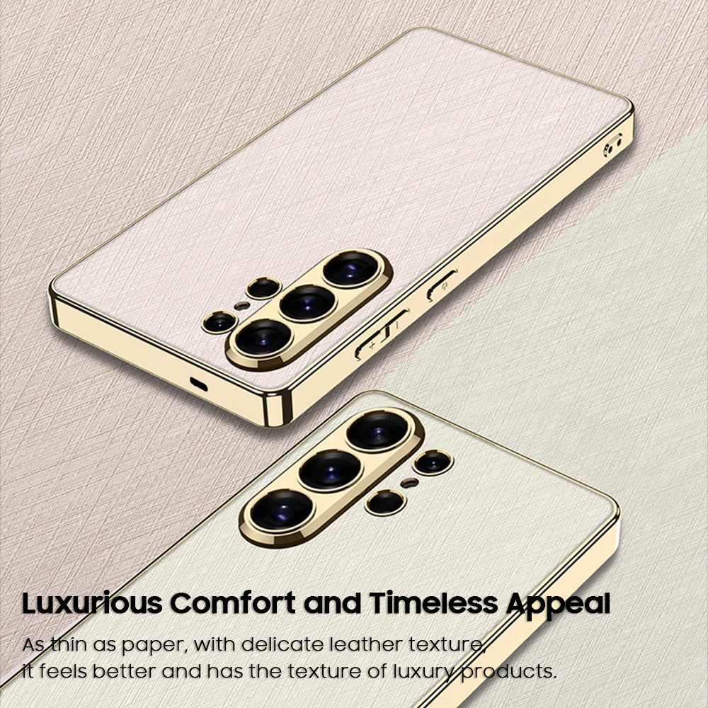 Luxurious Gold Filigree Silver Brocade Holder Leather Case