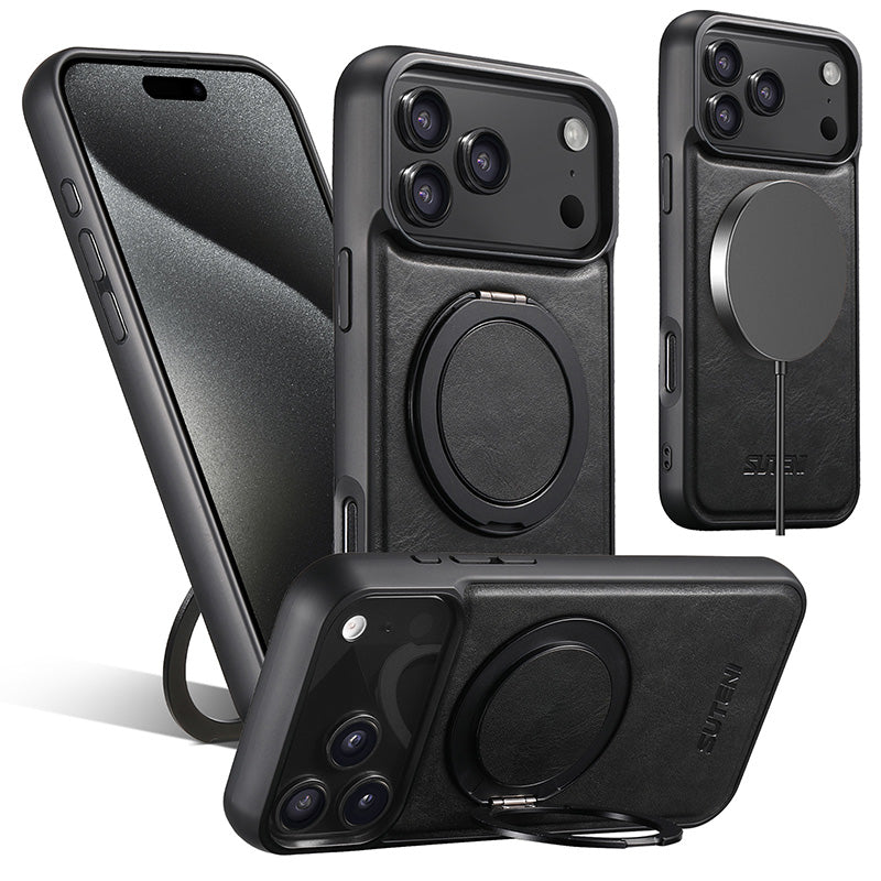 360° Rotating kickstand Leather Case with MagSafe