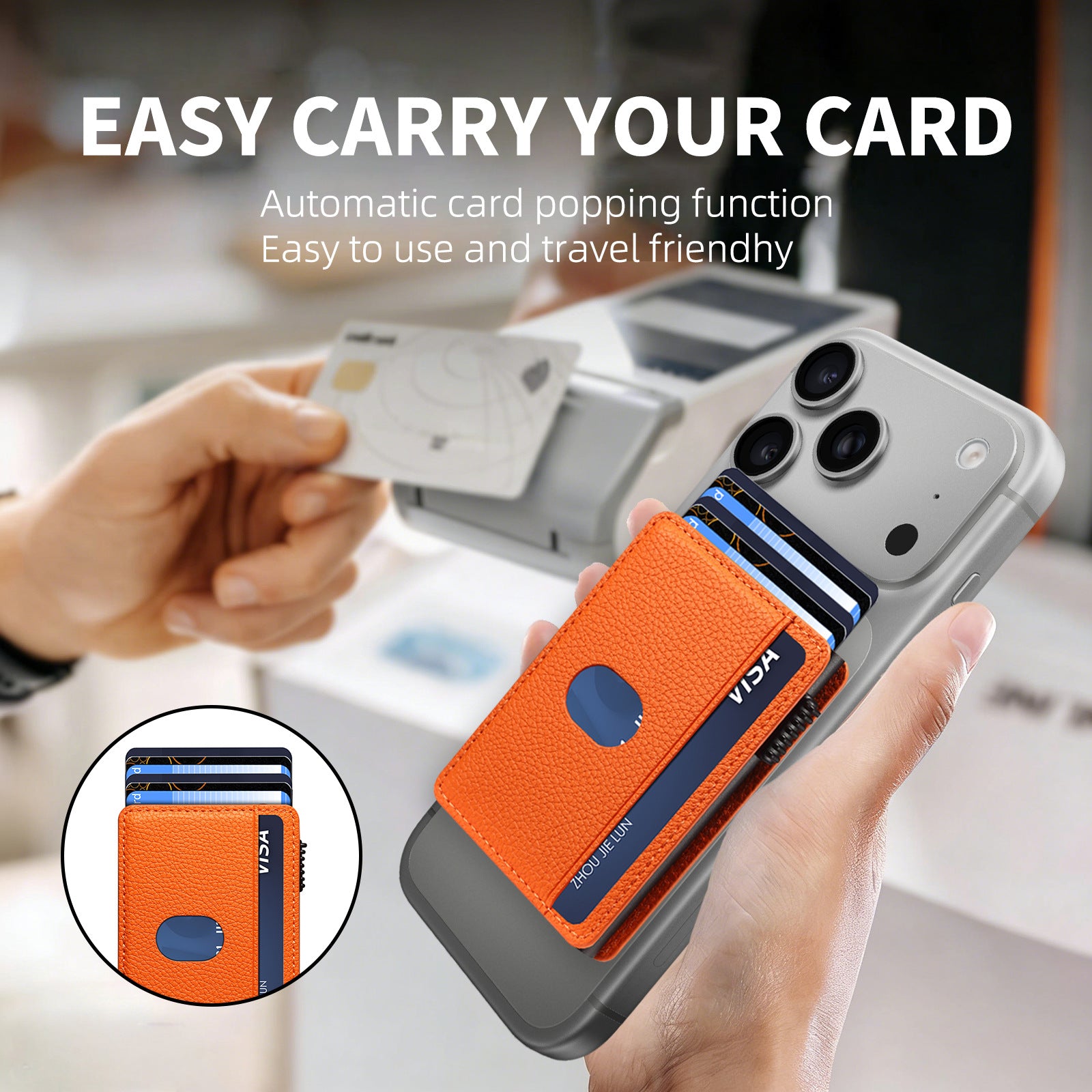 Lychee-Patterned Leather Magnetic Wallet