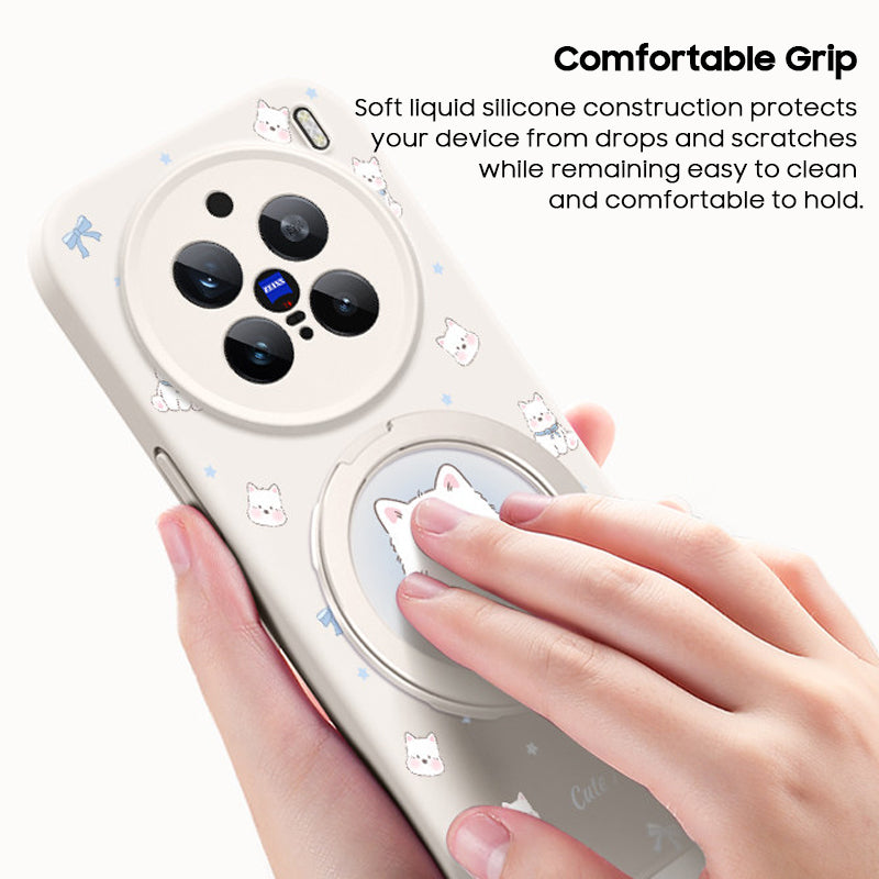 Cute Westie Liquid Silicone Lanyard Case with Bracket