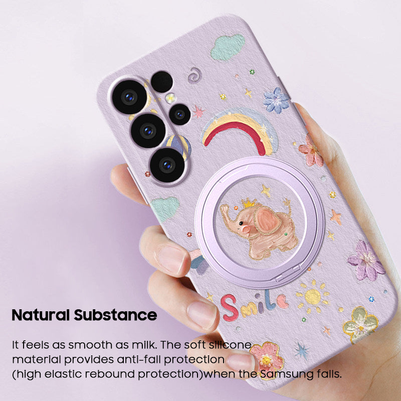 Baby Elephant Liquid Silicone Lanyard Case with Bracket