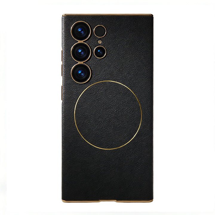 Luxury Electroplated Leather Case with MagSafe