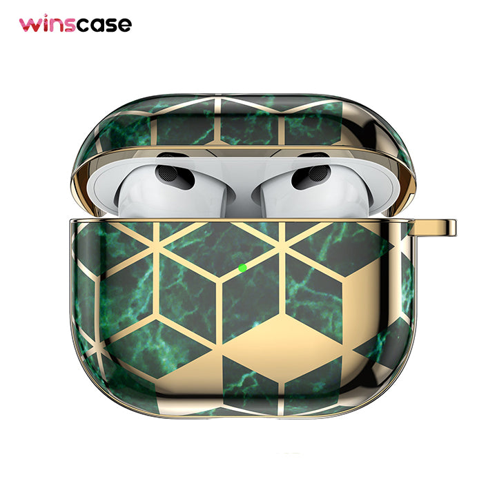AirPods | Luxury Gold Green Marble Case