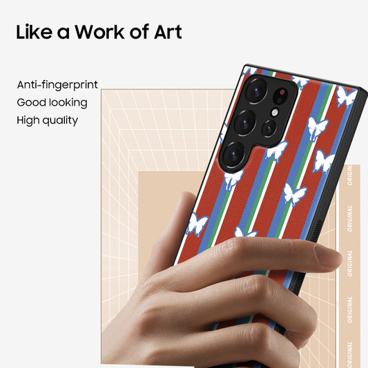 Samsung Series | Y2K Striped Cartoon Leather Phone Case