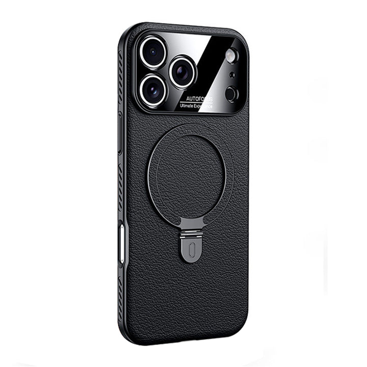 Rotating Ring Leather Case with MagSafe