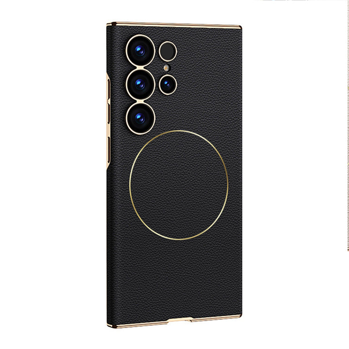 Luxury Electroplated Leather Case with MagSafe