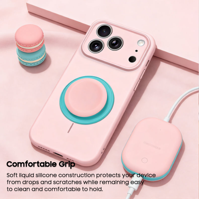 Solid Color Liquid Silicone Case with Kickstand