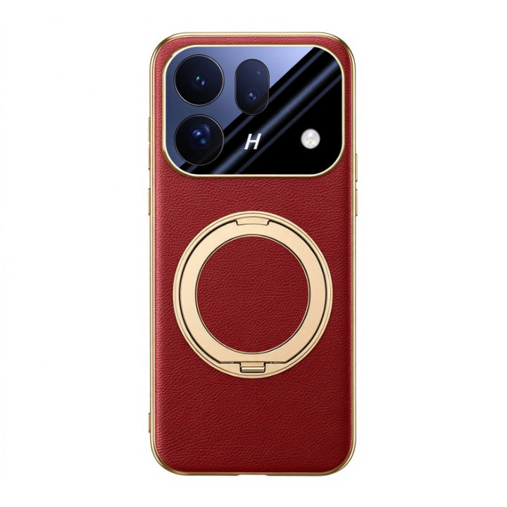 Rotating Ring Leather Case with MagSafe