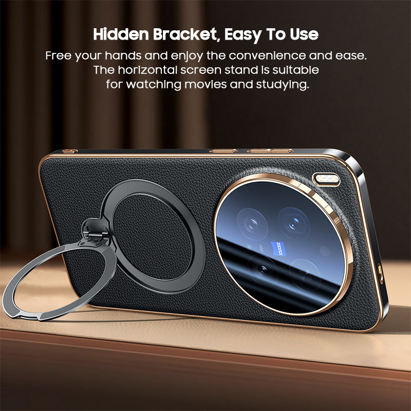 Rotating Ring Leather Case with MagSafe