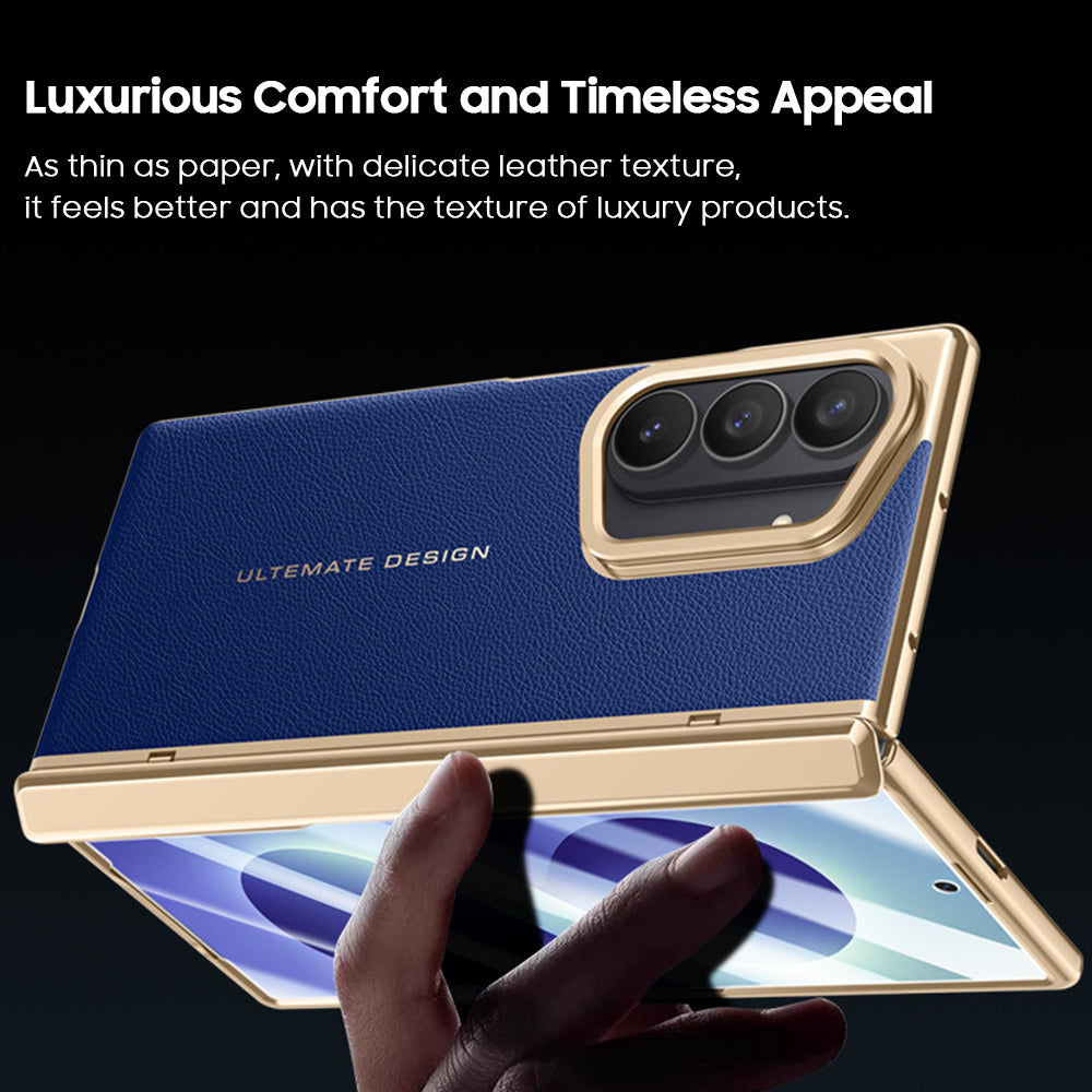 Lens Holder Electroplated Gold Edge Leather Case