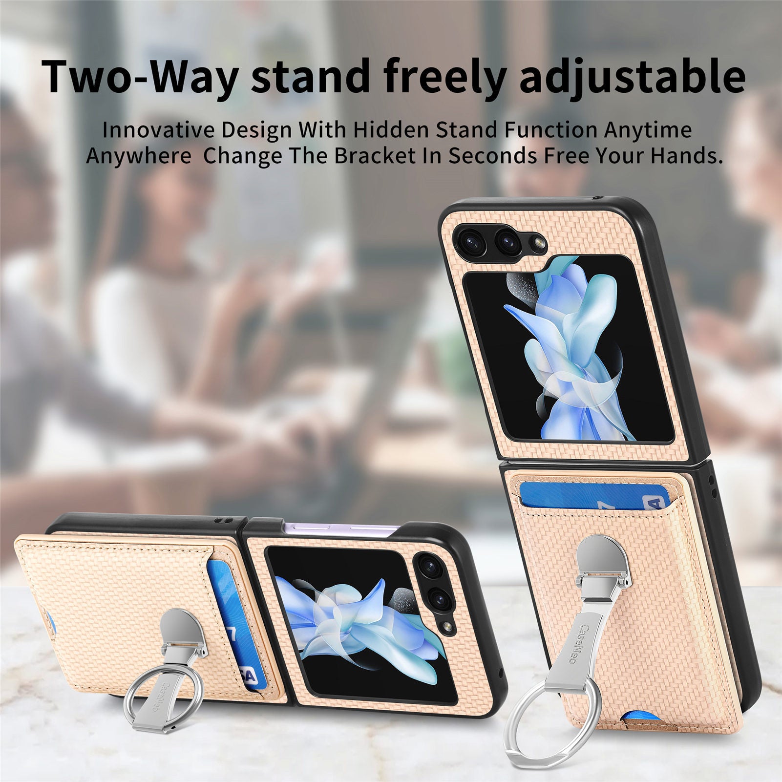 Carbon Fiber Leather Case with Ring Holder