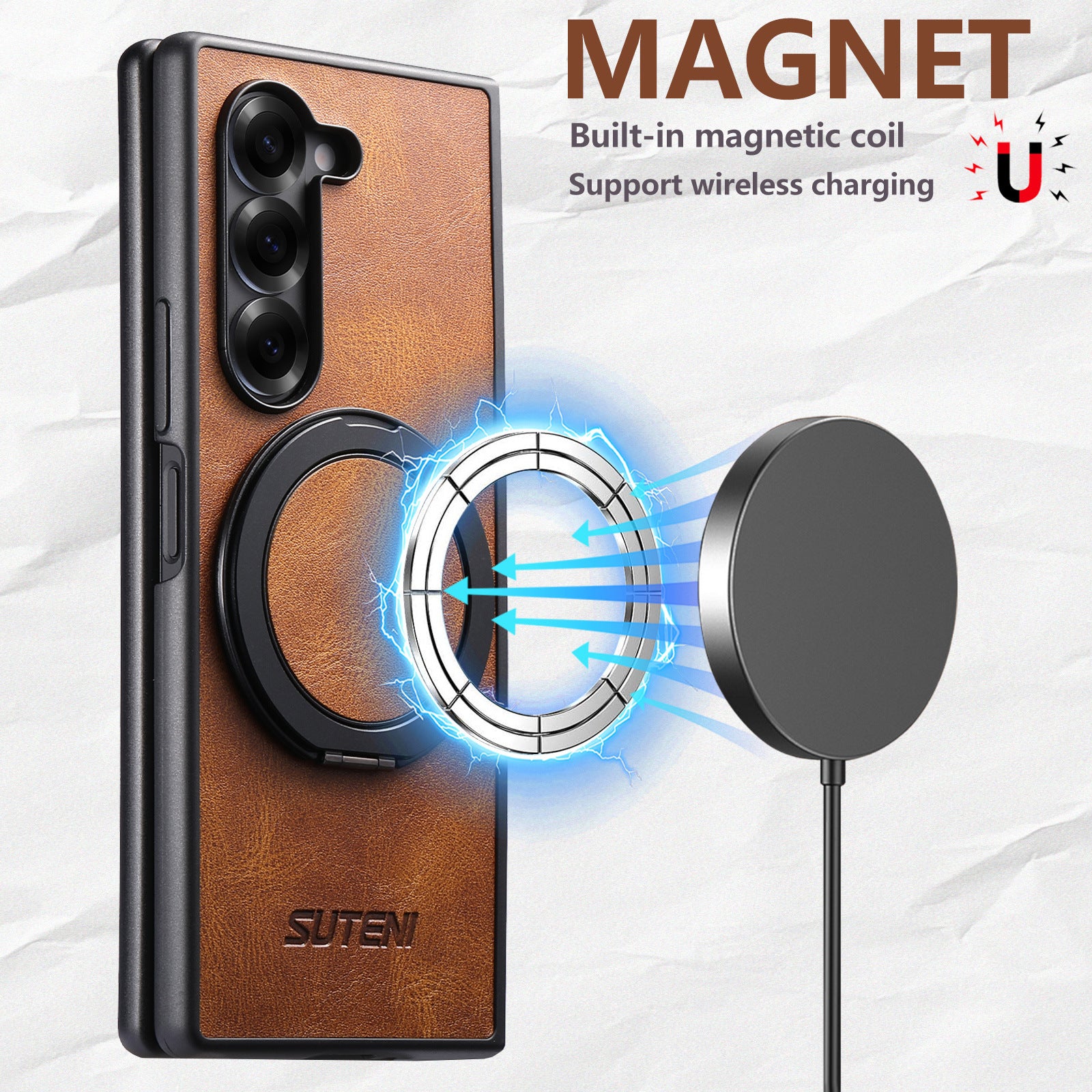 360° Rotating kickstand Leather Case with MagSafe