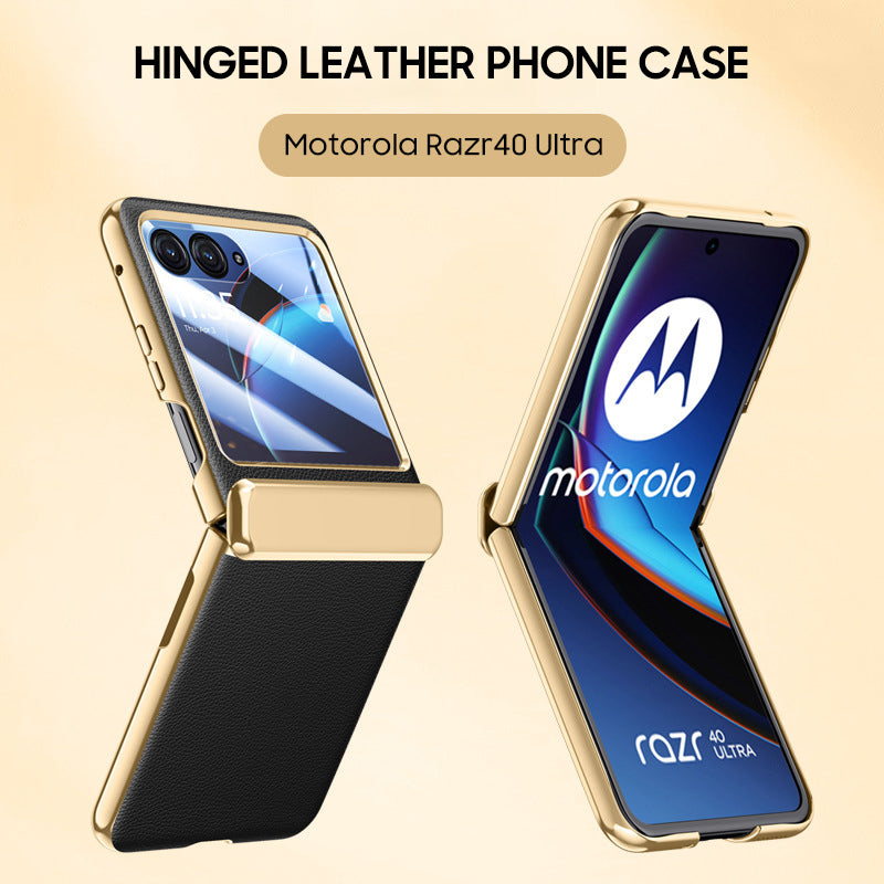 Electroplated Gold-Rimmed Folding Leather Case