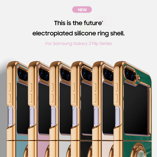 Samsung Series | Galaxy Z Flip Series Electroplated Magnetic Ring Mobile Phone Case